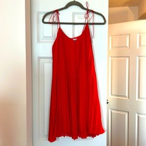 Halston Heritage pleated mini dress in poppy red, size 0.